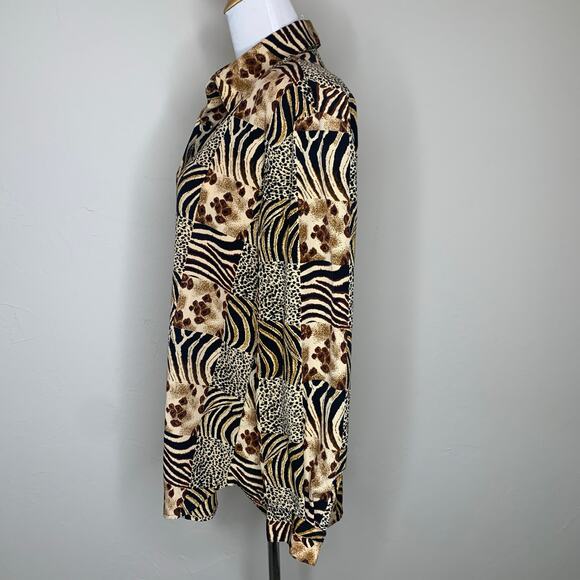 Jordan 90s Mixed Animal Print Blouse Sz Small - Picture 3 of 10